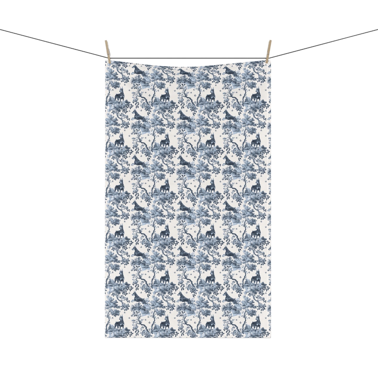 Doberman Cotton Tea Towels - Toile Pattern