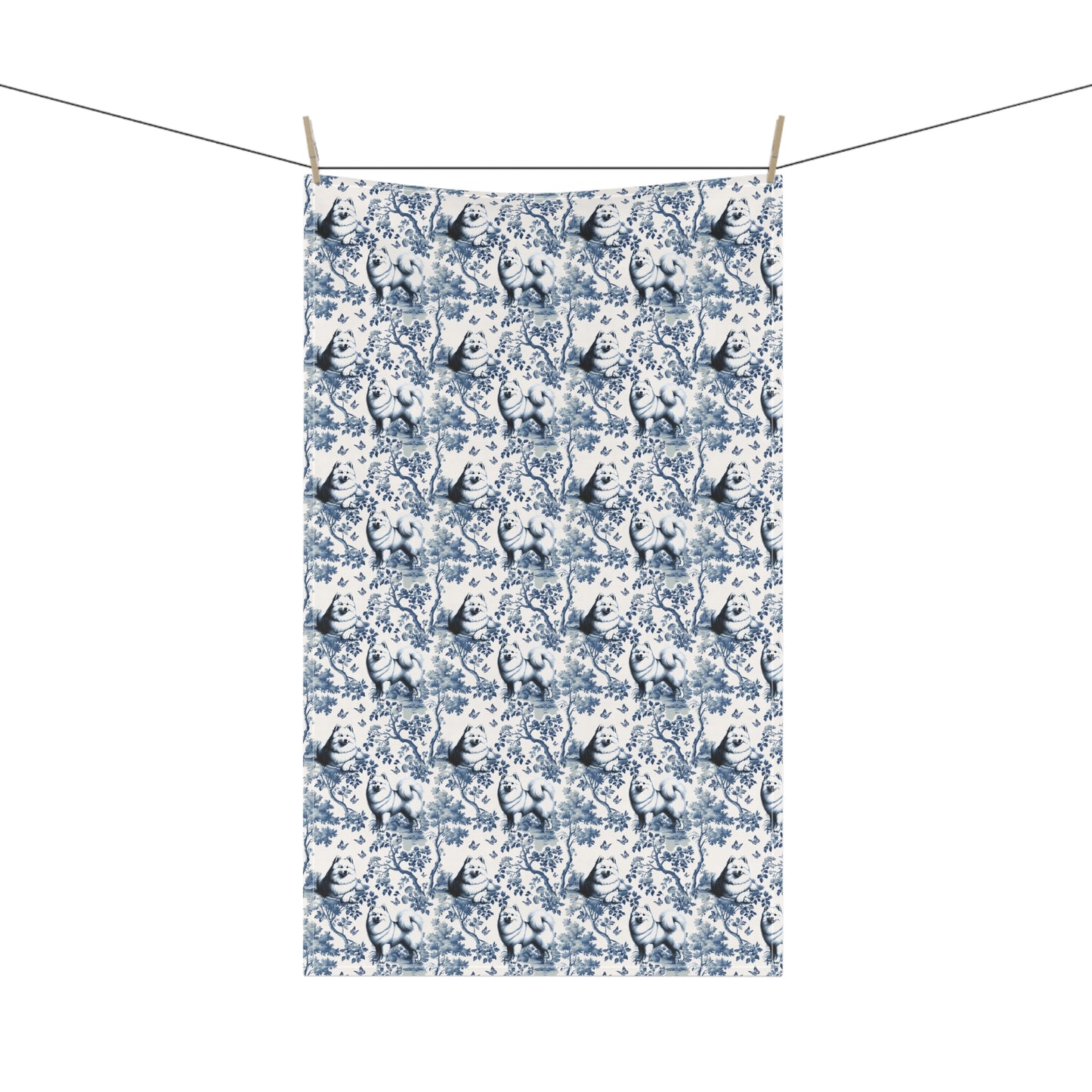 American Eskimo Dog Cotton Tea Towels - Toile Pattern