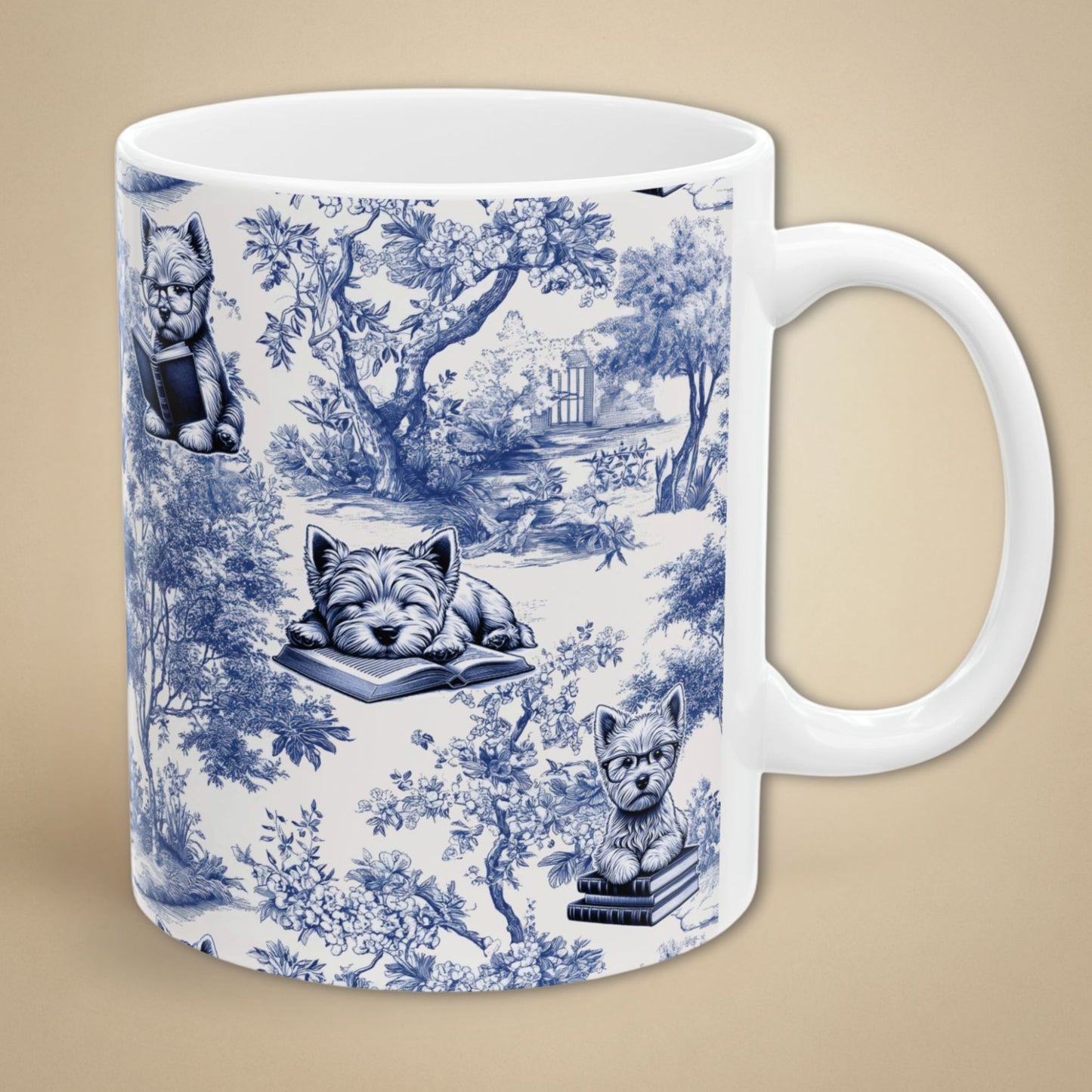 West Highland Terrier Mug - Toile Reading