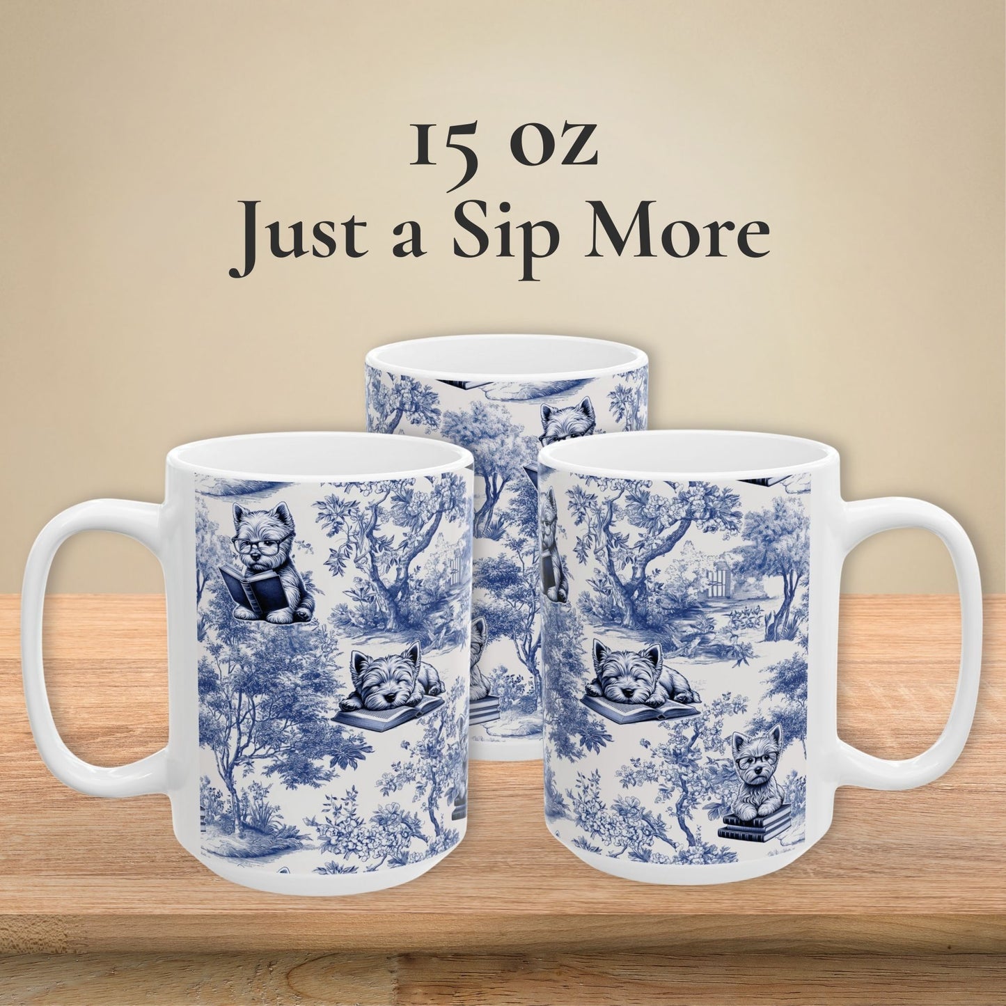 West Highland Terrier Mug - Toile Reading