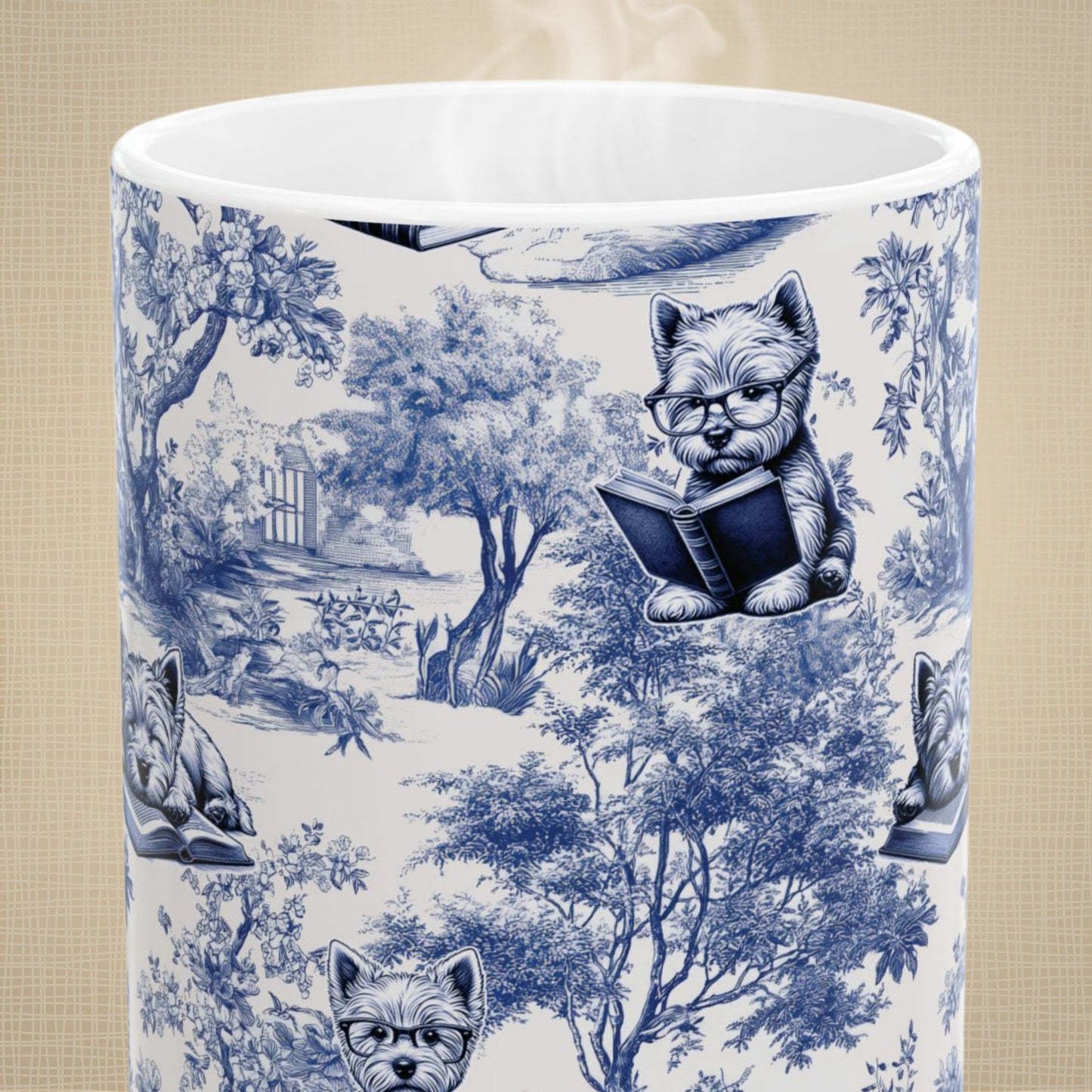 West Highland Terrier Mug - Toile Reading