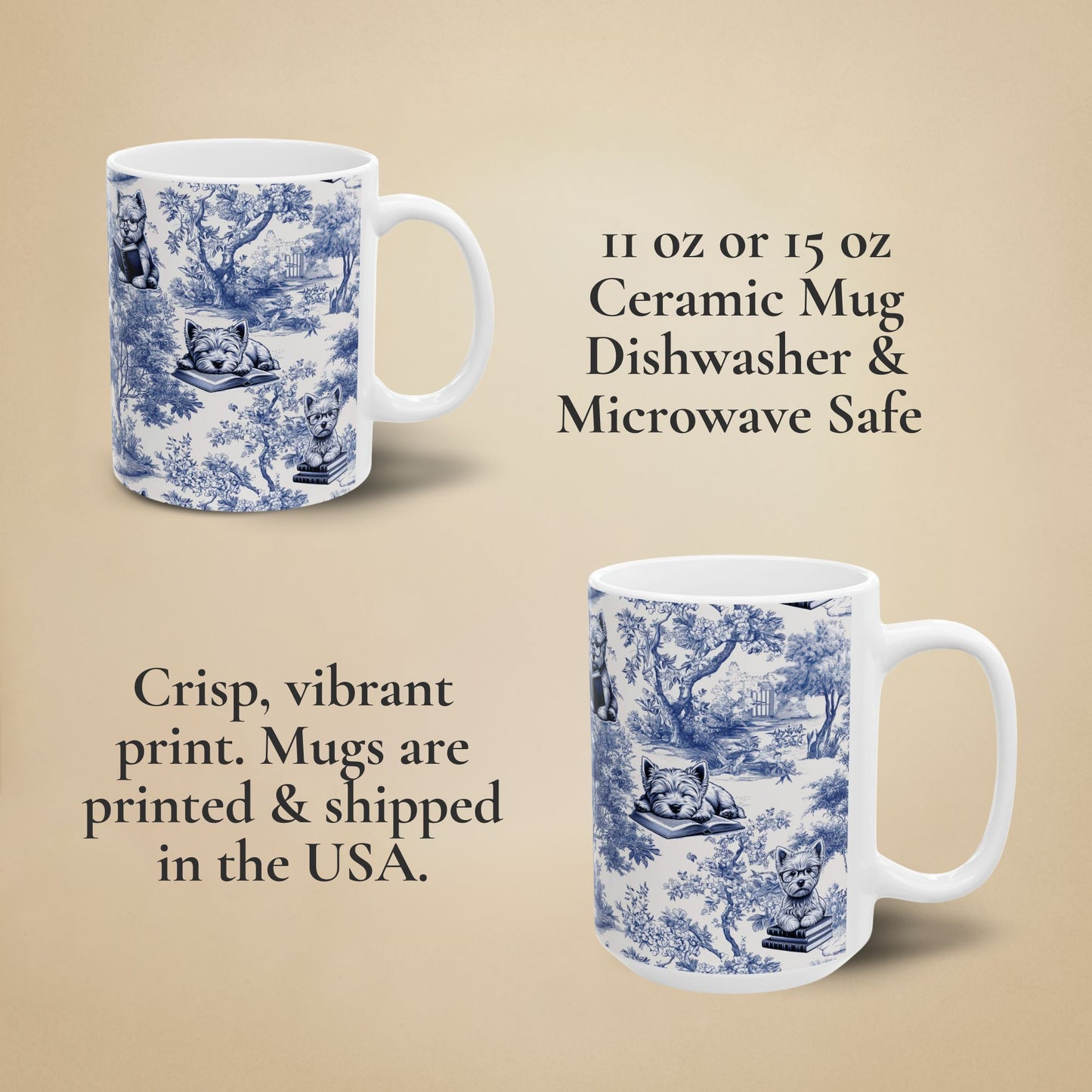 West Highland Terrier Mug - Toile Reading