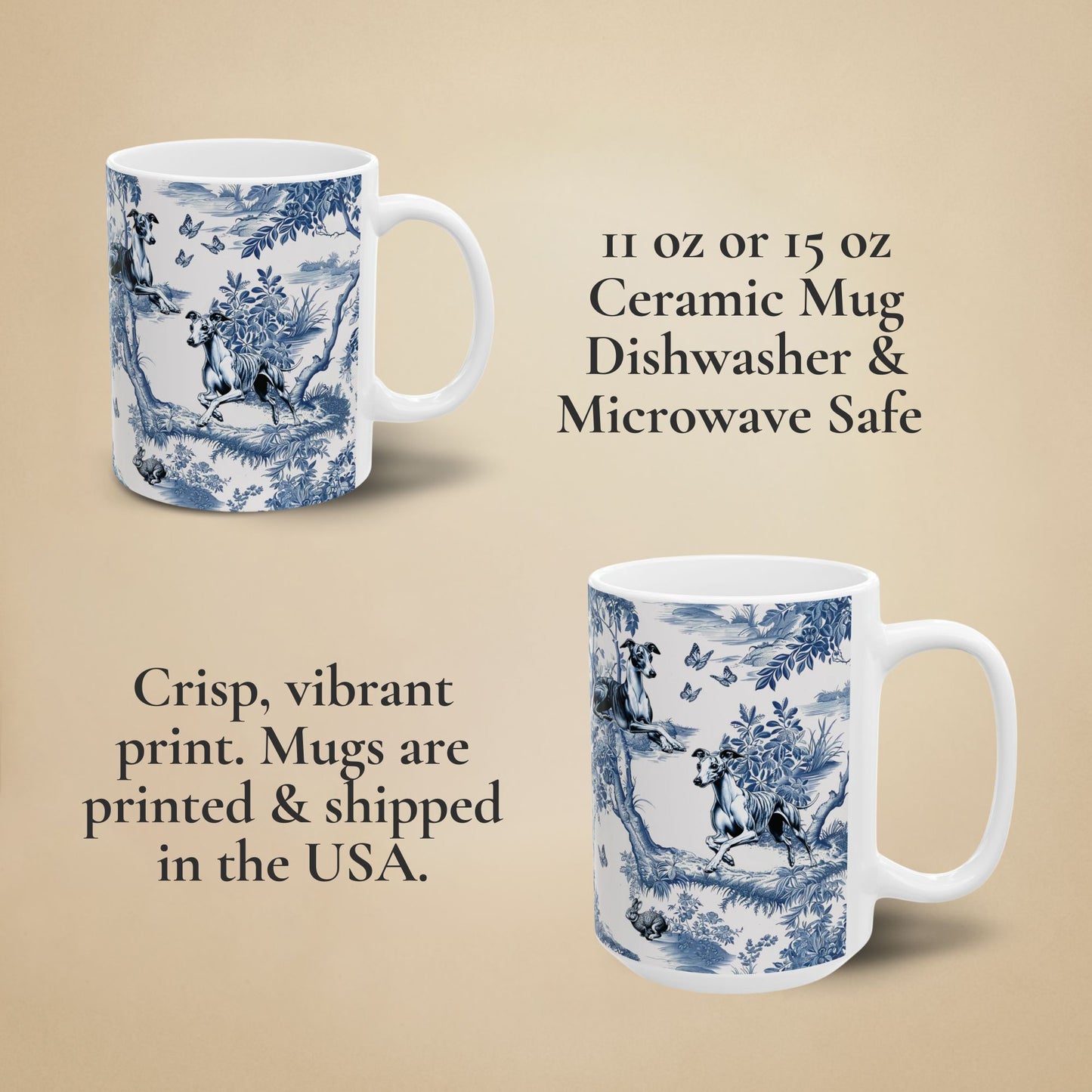 Whippet Mug - Toile