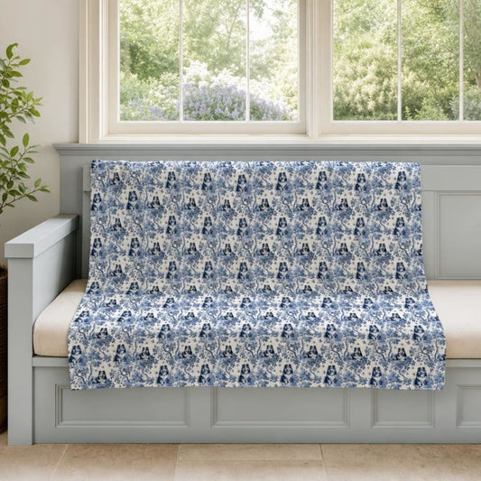 Shetland Sheepdog breed toile blanket on a window seat