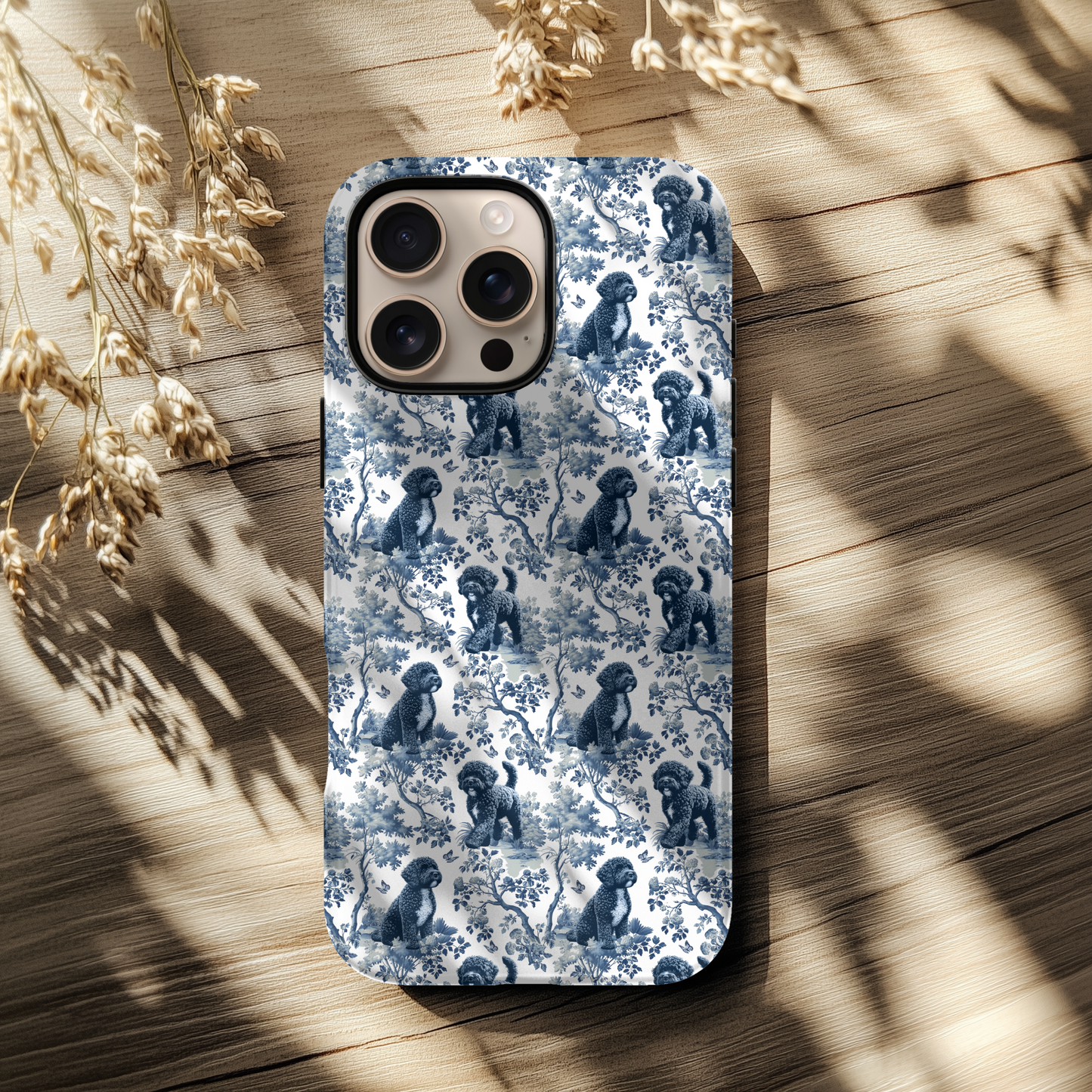 Portuguese Water Dog Phone Case - Toile Pattern