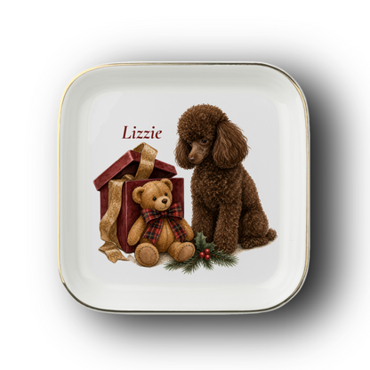 Miniature Poodle jewelry dish on a white background