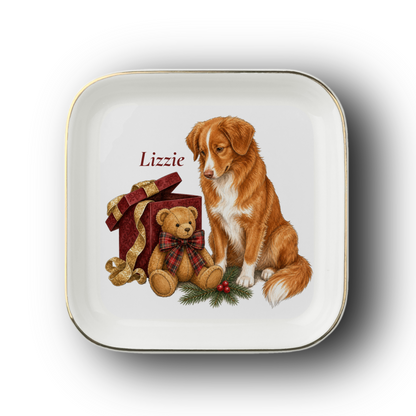 Nova Scotia Duck Tolling Retriever jewelry dish on a white background