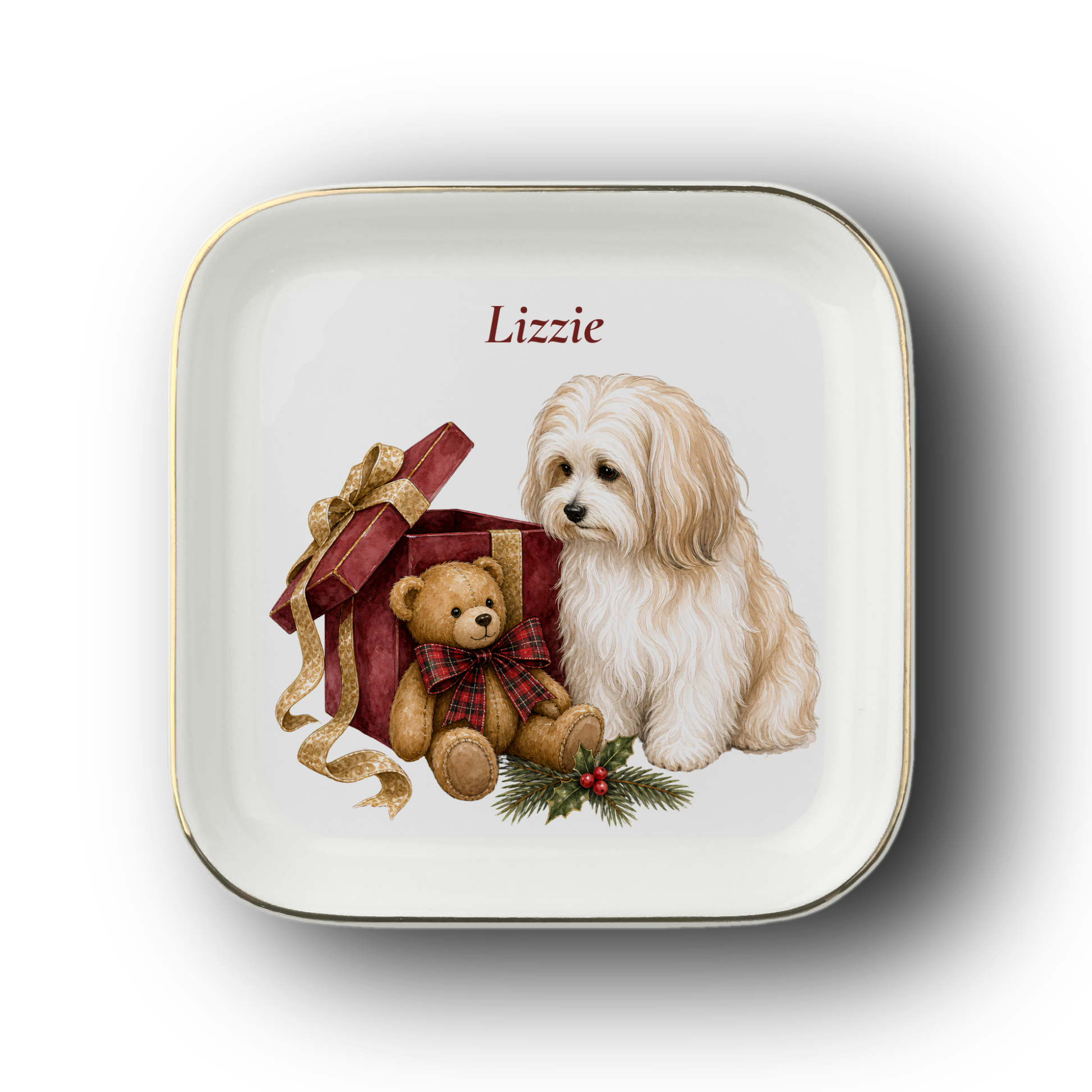 Havanese jewelry dish on a white background