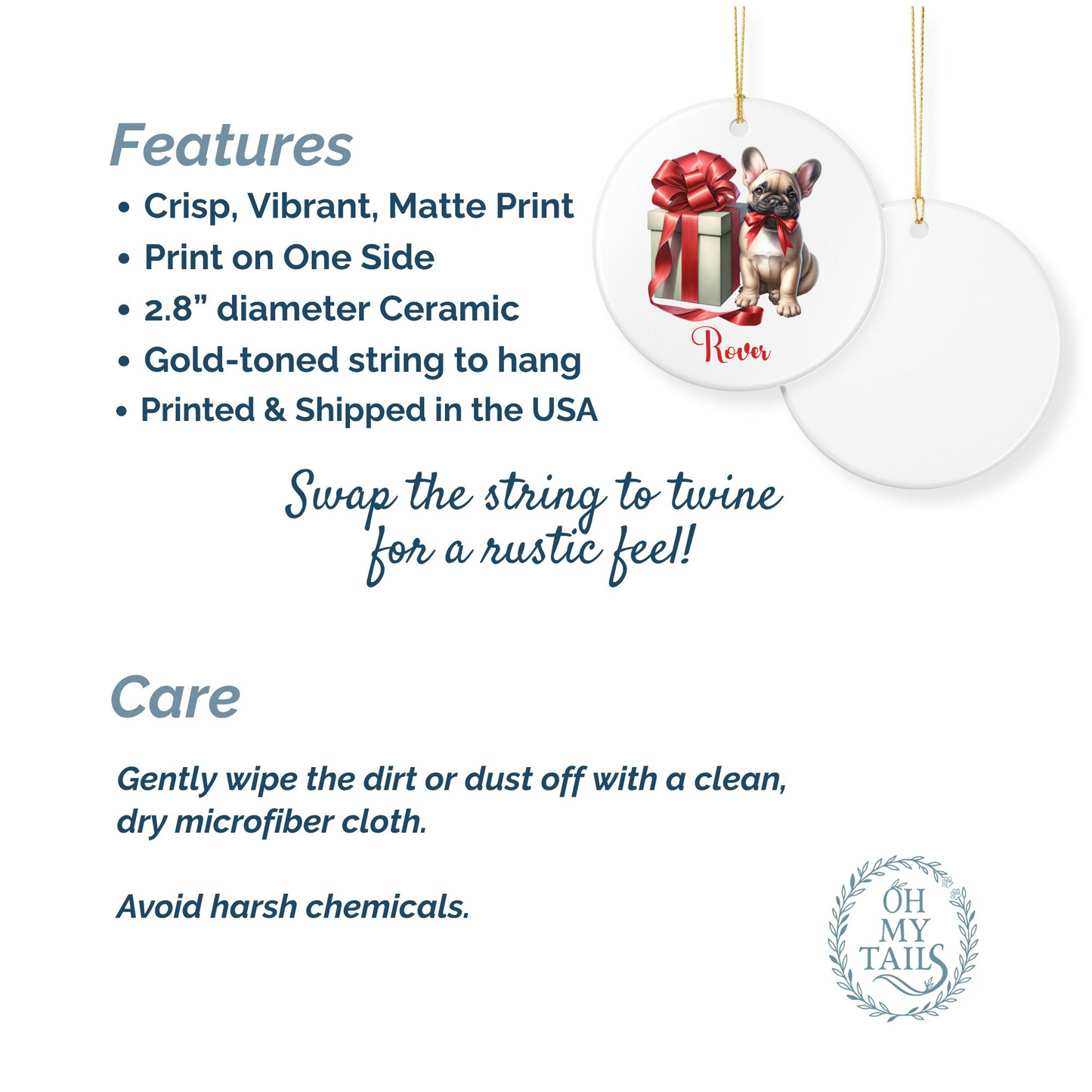 French Bulldog Ornament with Custom Name