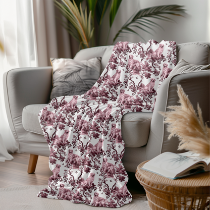Golden Retriever Blanket - Red Toile Pattern