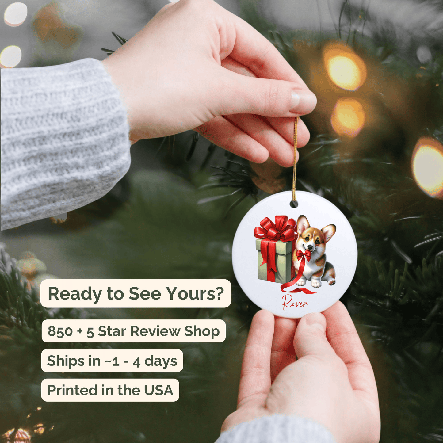 Corgi Ornament with Custom Name