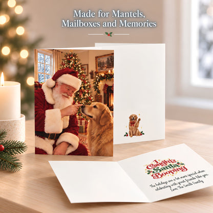 Golden Retriever Greeting Cards · Booping Santa