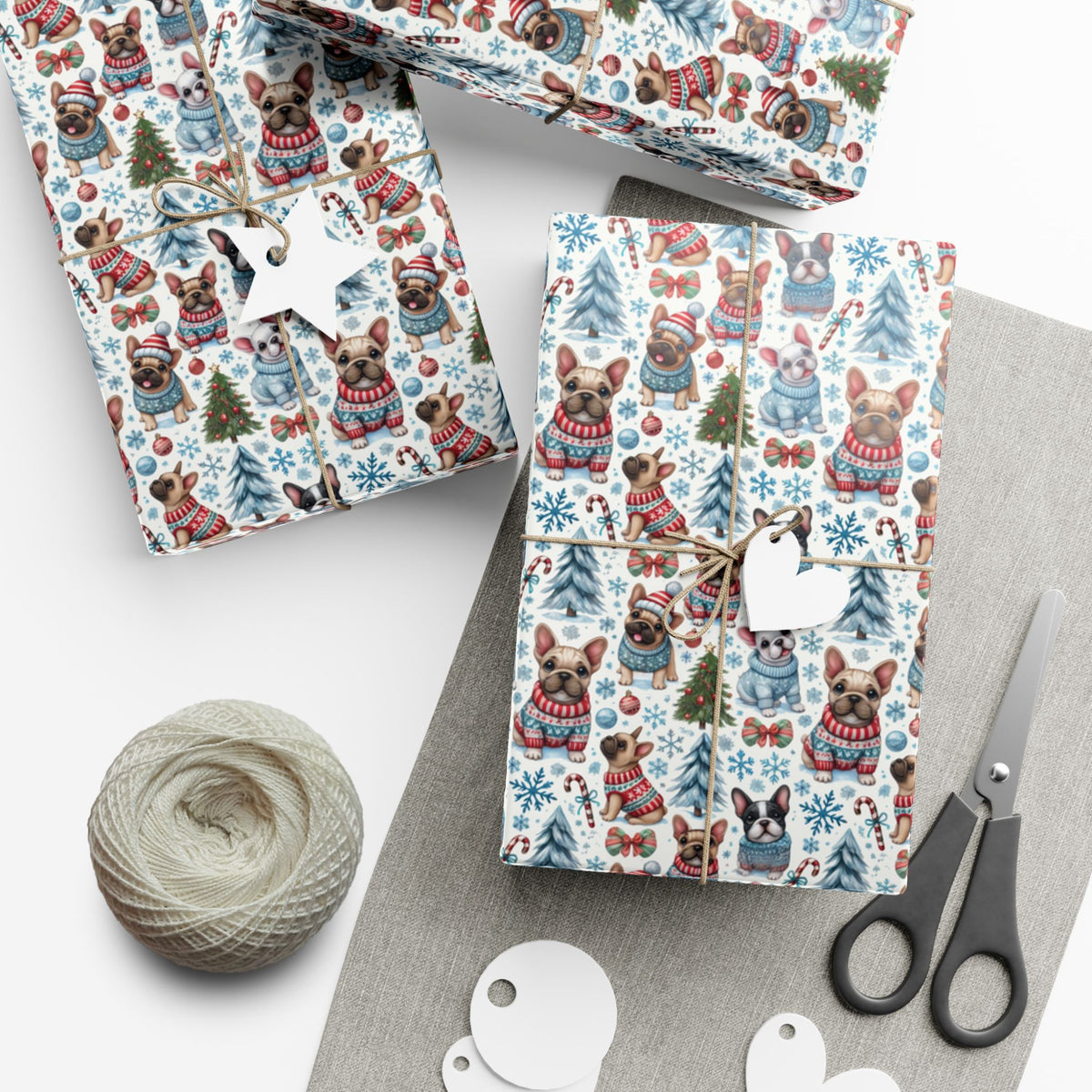 French Bulldog Christmas wrapping paper