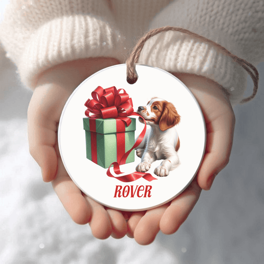 Brittany Spaniel Ornament with Custom Name