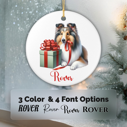 Shetland Sheepdog Ornament with Custom Name