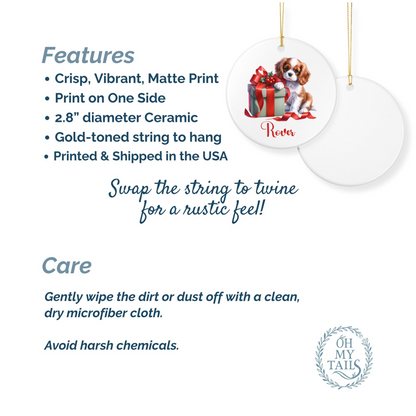 Cavalier King Charles Spaniel Ornament with Custom Name