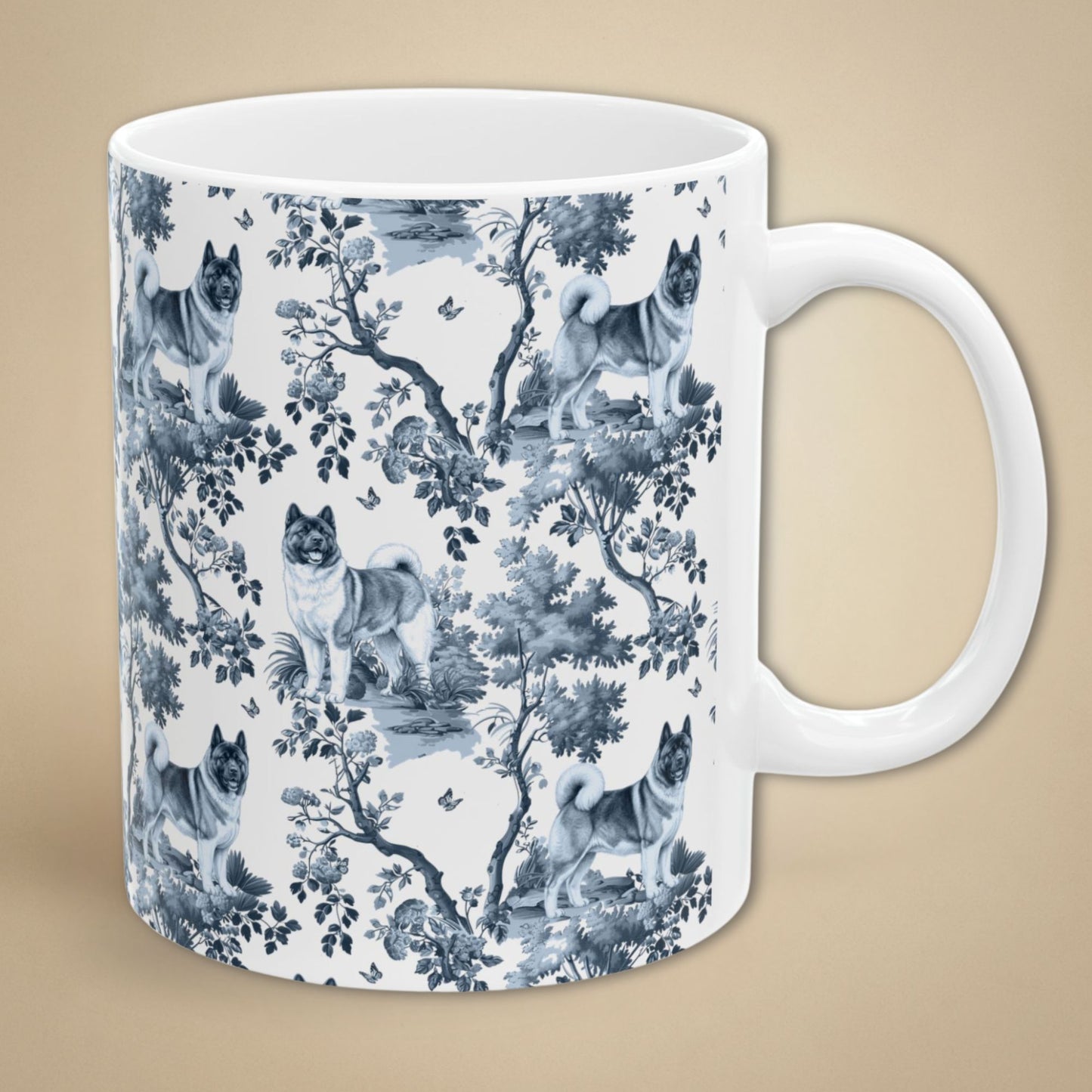 Akita Mug - Blue Toile Pattern