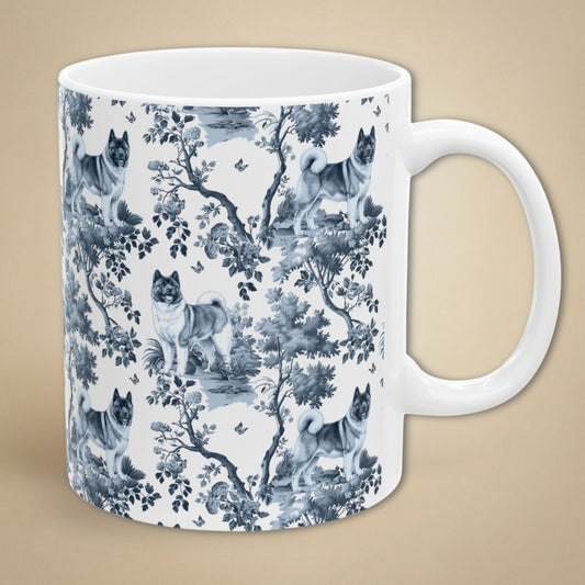 Akita Mug - Blue Toile Pattern