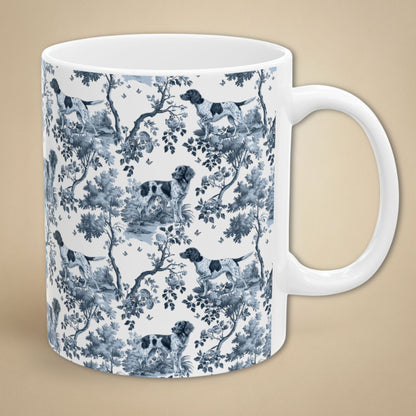 Small Munsterlander Mug - Blue Toile Pattern