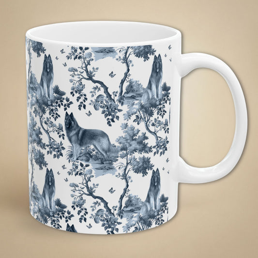 Belgian Tervuren Mug - Blue Toile Pattern