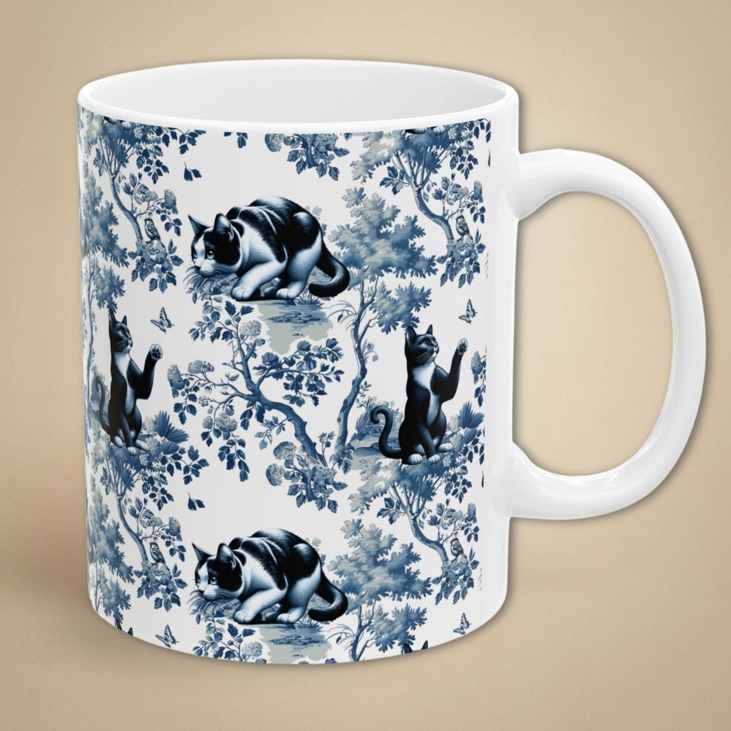 Tuxedo Cat Mug Toile