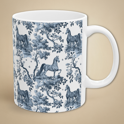 Saddlebred Horse Mug - Blue Toile Pattern