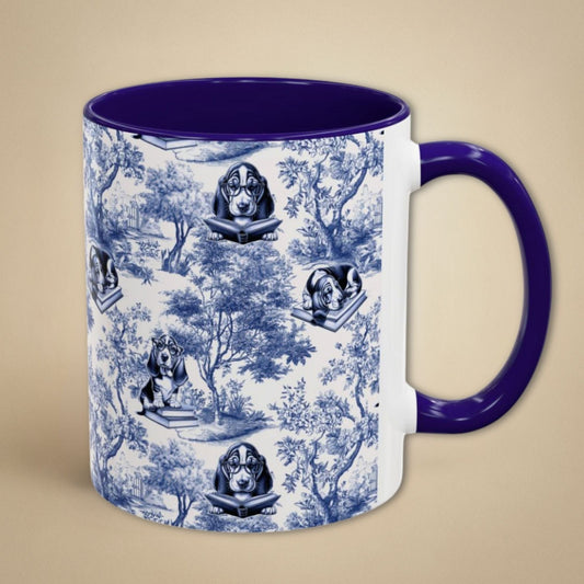 Basset Hound Toile Mug - Reading Books