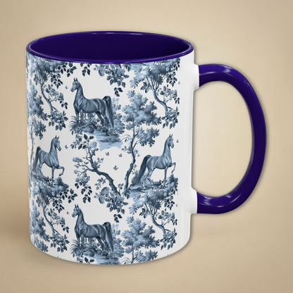 Saddlebred Horse Mug - Blue Toile Pattern
