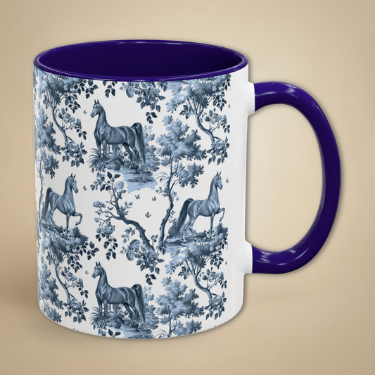 Saddlebred Horse Mug - Blue Toile Pattern