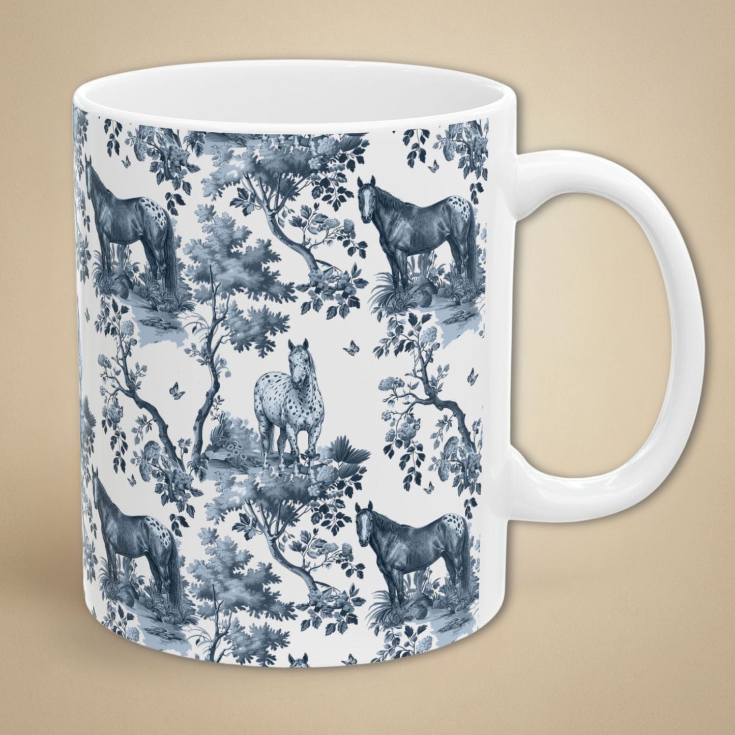 Appaloosa Horse Mug - Blue Toile Pattern