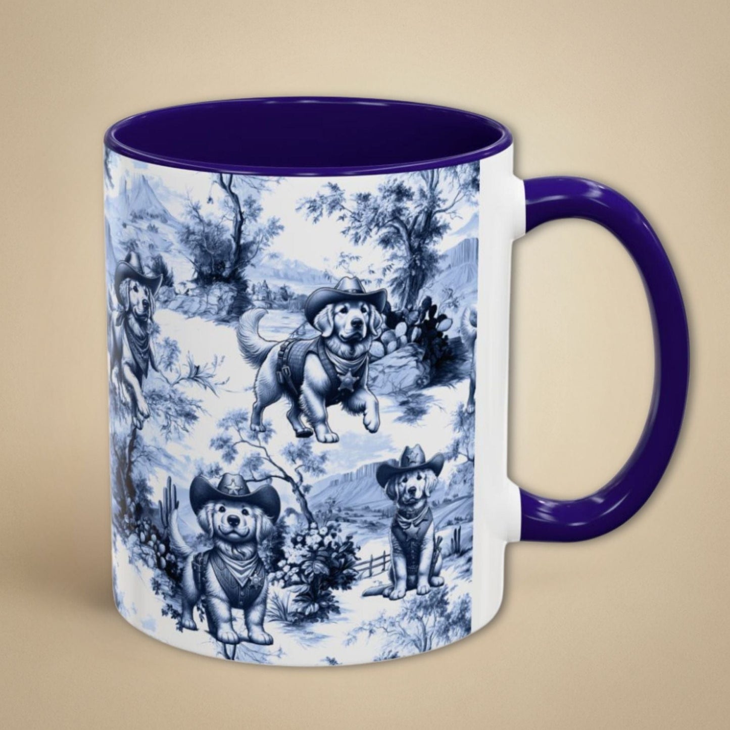 Golden Retriever Toile Mug - Western Cowboy