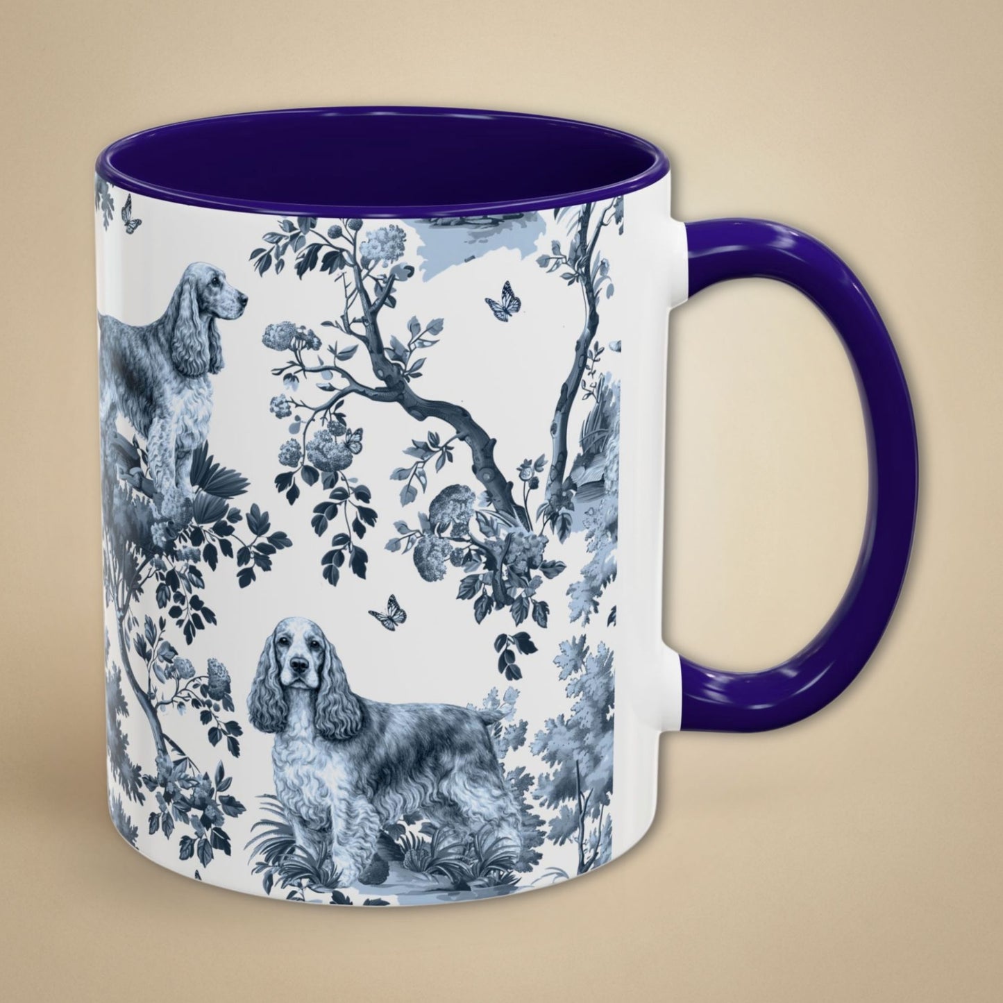 English Cocker Spaniel Mug - Toile Pattern