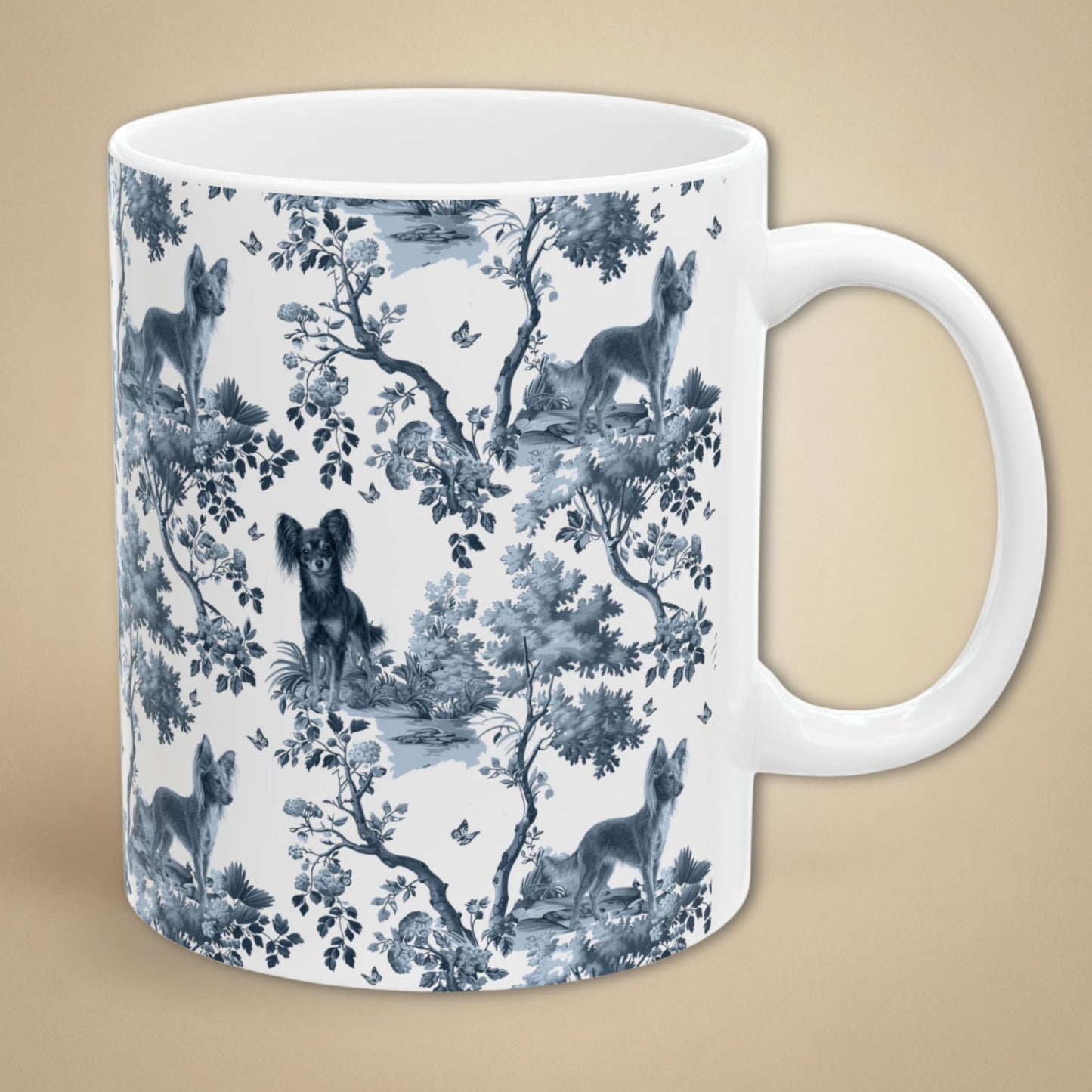 Russian Toy Mug - Blue Toile Pattern