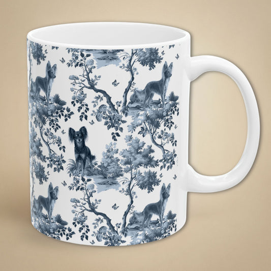 Russian Toy Mug - Blue Toile Pattern