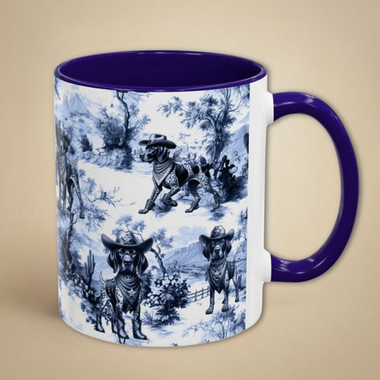 German Shorthaired Pointer Toile Mug - Western Cowboy