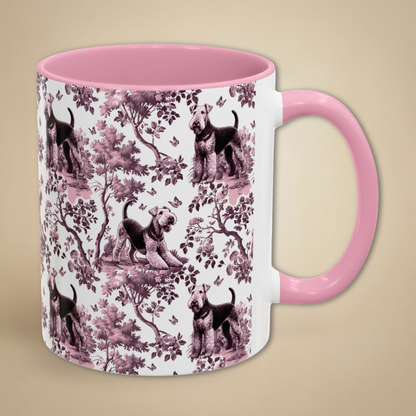 Airedale Terrier Mug - Pink Toile