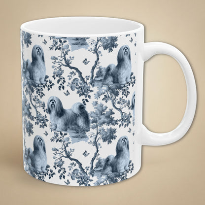 Lhasa Apso Mug - Blue Toile Pattern