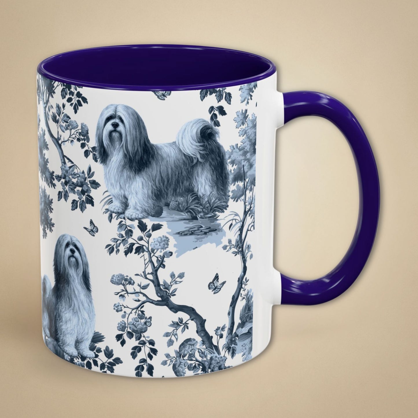 Lhasa Apso Mug - Toile Pattern