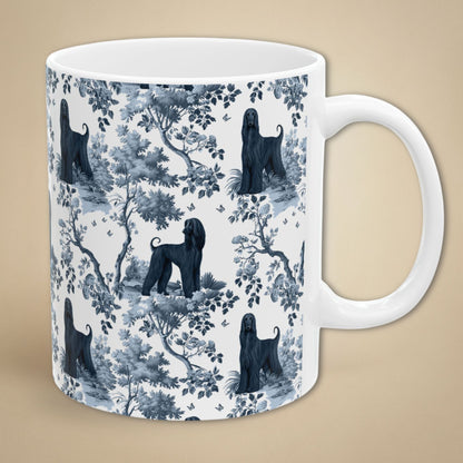 Afghan Hound Mug - Blue Toile Pattern