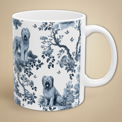 Briard Mug - Blue Toile Pattern