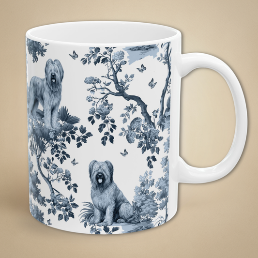 Briard Mug - Blue Toile Pattern