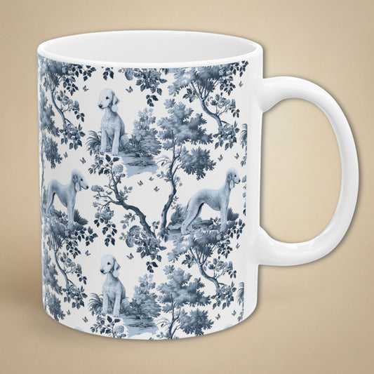 Bedlington Terrier Mug - Blue Toile Pattern