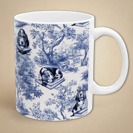 Basset Hound Mug - Reading