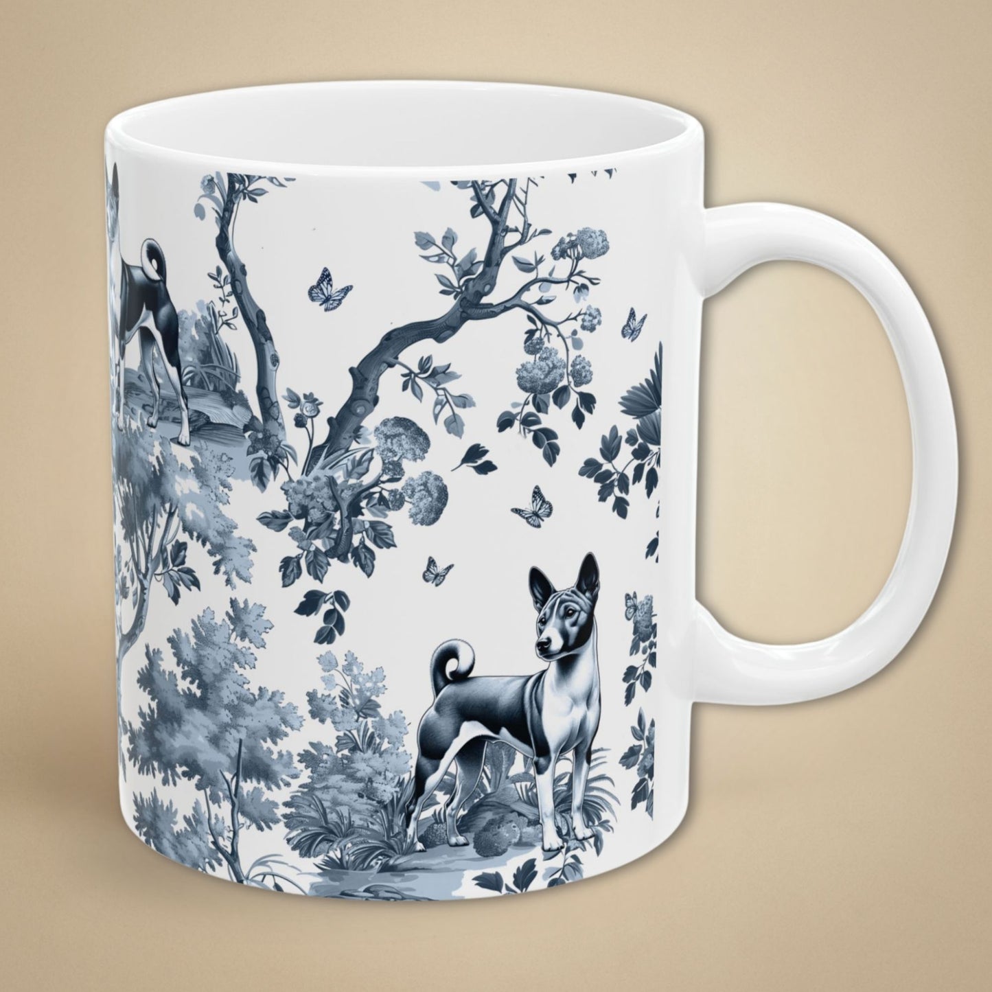 Basenji Mug - Toile Pattern