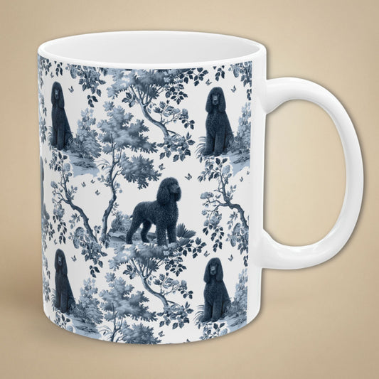 Irish Water Spaniel Mug - Blue Toile Pattern