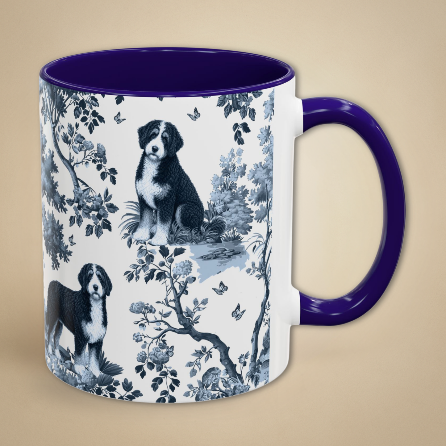 Bernedoodle Mug - Toile Pattern
