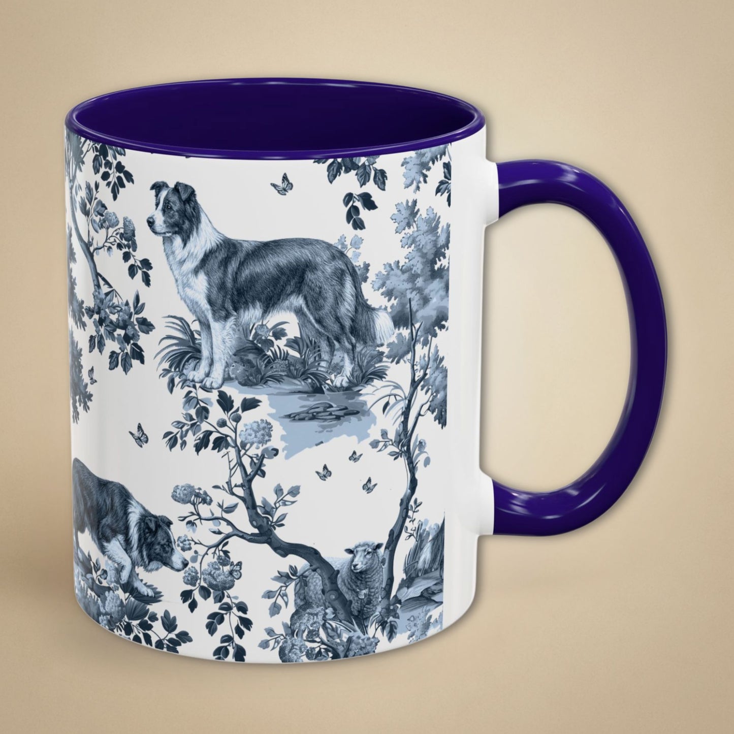 Border Collie Mug - Toile Pattern