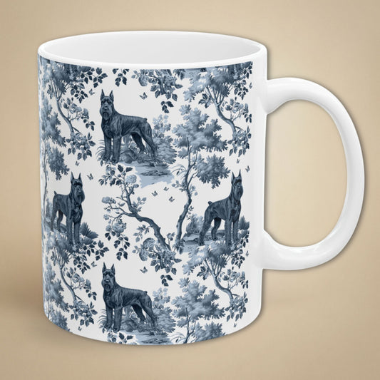Giant Schnauzer Mug - Blue Toile Pattern