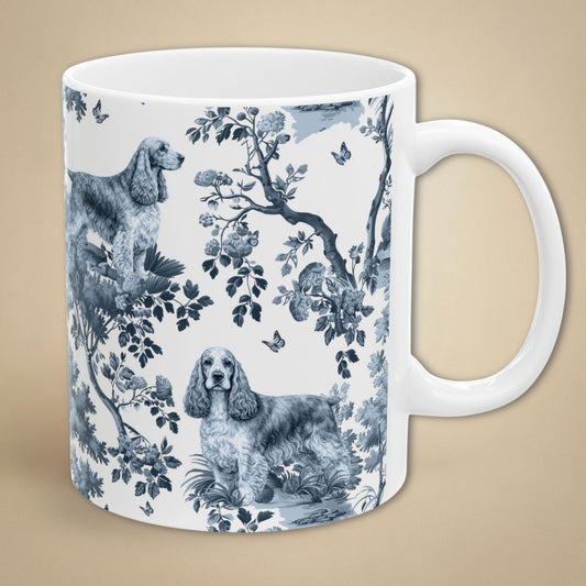 English Cocker Spaniel Mug - Toile Pattern
