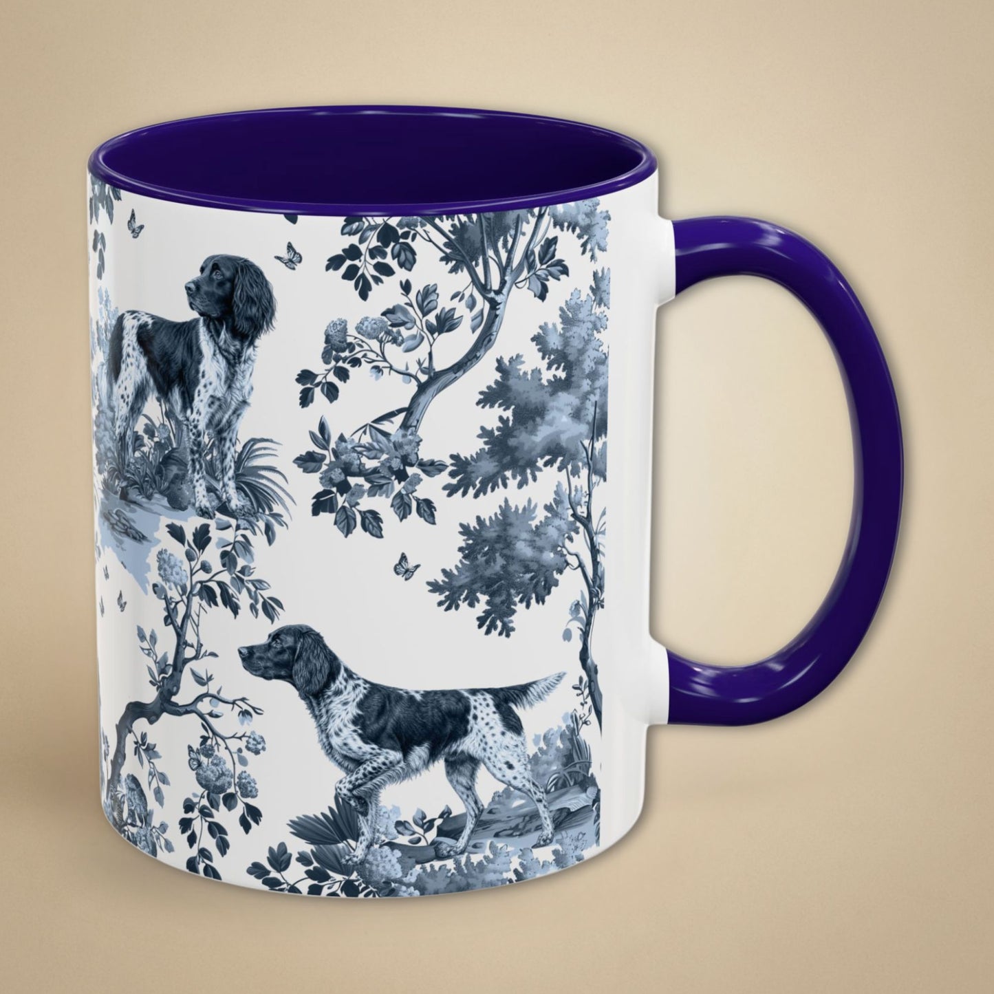 Large Munsterlander Mug - Toile Pattern